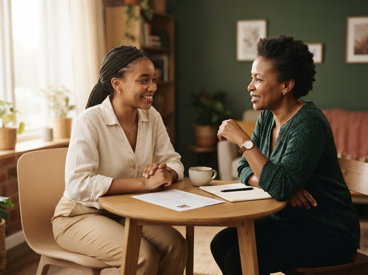 A job seeker preparing for an interview with a mentor